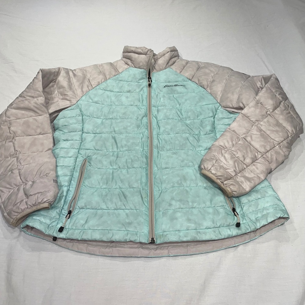 Eddie Bauer First Ascent StormDown 800 Puffer Jacket Womens Large Teal Grey